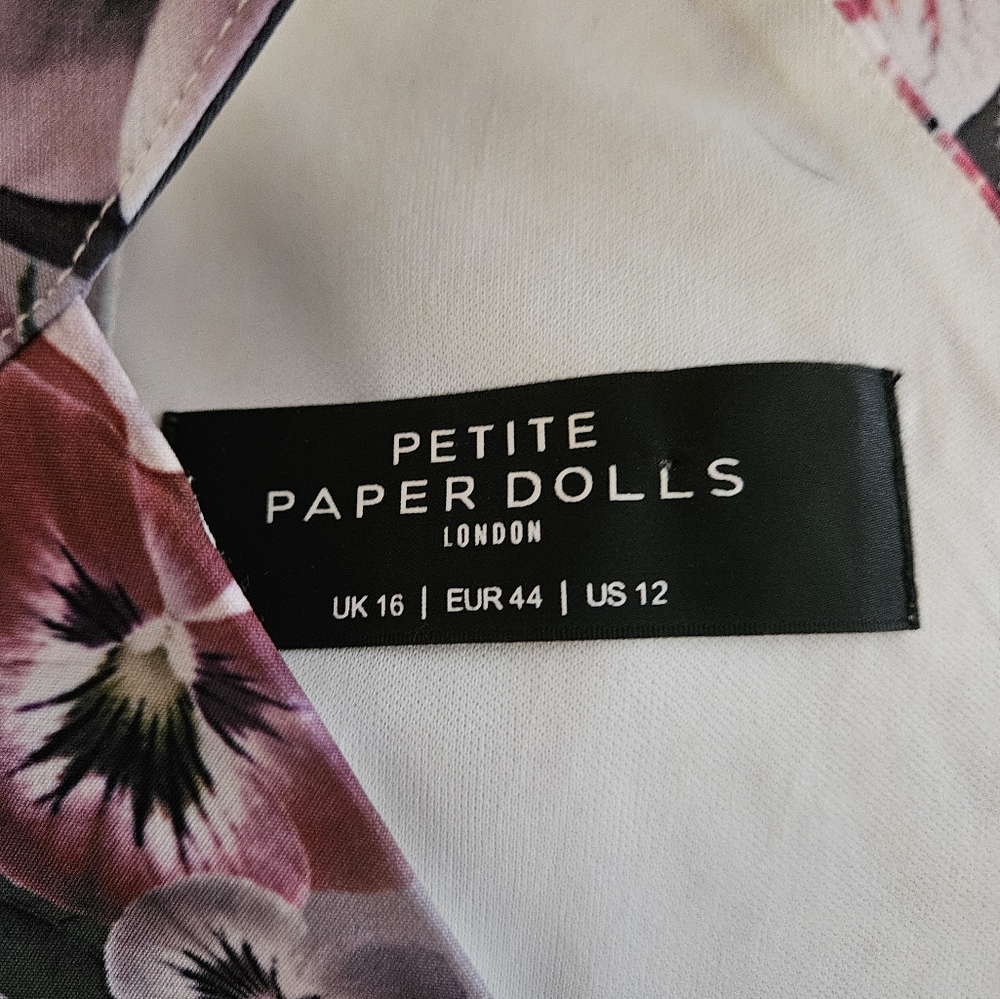 NWOT Asos Paper Dolls gray purple floral fit & flare racer back dress Womens 12 - Picture 8 of 9